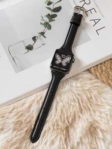 1件裝經典商務黑色PU皮革錶帶，相容 38mm 40mm 41mm 42mm 44mm 45mm 49mm，優雅皮革錶帶相容 Ultra 11 10 9 8 7 SE3 6 5 4 3 2 1，正式商務男士智慧手錶錶帶，錶帶配件，替換錶帶 - 黑色 - 查看 4