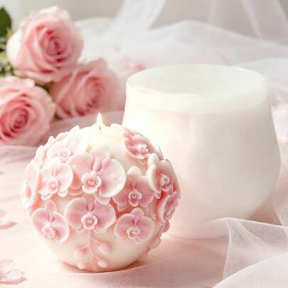 3D Kugel Schmetterling Orchidee Silikon Kerzenform, rosa Blumen Kerzenform, DIY Aromatherapie Seife Harz Form für Hochzeit Heim Dekoration