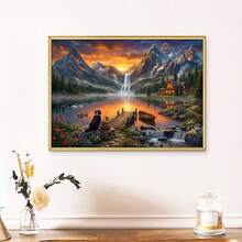 5D DIY 全钻钻石画套装 - 乡村花屋风景复古田园风格动物，15.75 x 11.8 英寸（40 x 30 厘米）无框钻石刺绣手工装饰画，家居墙面装饰，生日、母亲节、情人节、父亲节贴心礼物 - 圓鑽 - 查看 11