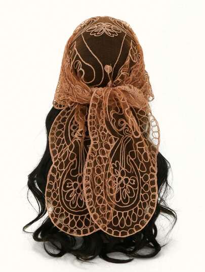 1件女士新款纯色几何印花头巾