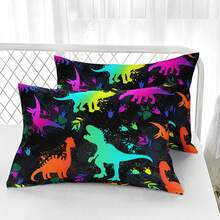 3 Pcs Fitted Sheet Set, Twin/Full/Queen Size Bed Sheet Set, Dinosaur Pattern Sheet Set, 1 Fitted Sheet And 2 Pillowcases, 13 Inch Deep Pocket - Dinosaur97 - View 4