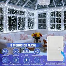 Luces de Cascada, Cuerda de luces Navideña 8 Modos, Luces IP65 Impermeable led para Exterior y Interior, para Bodas, Decoraciones Navideñas, Fiestas, Familias (10M 360LED/Multicolor) - Blanco frío - Ver 3