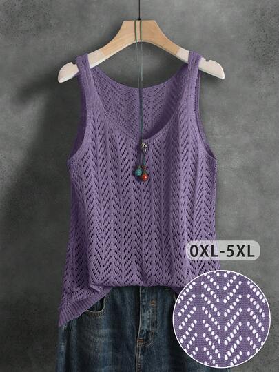 Women's Diamond Pattern Hollow Knit Retro Casual Versatile Vacation Daily Minimalist Sporty Back To School Student Travel Holiday Casual Single Party Airport Outfit Sports & Fitness Summer Spring Summer All Season