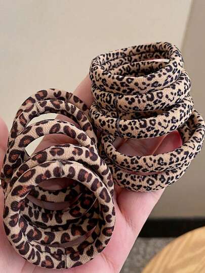 10/5/1 pieza Scrunchies de pelo con estampado de leopardo de alta elasticidad, lazos de pelo vintage, sujetadores de cola de caballo, bandas elásticas para el cabello, aros de pelo con estampado animal, accesorios para el cabello de mujer, ropa de playa, decoraciones de festival
