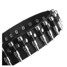 Bullet-Style Rivet Belts, Studded Punk PU Leather Belt - Black - View 8