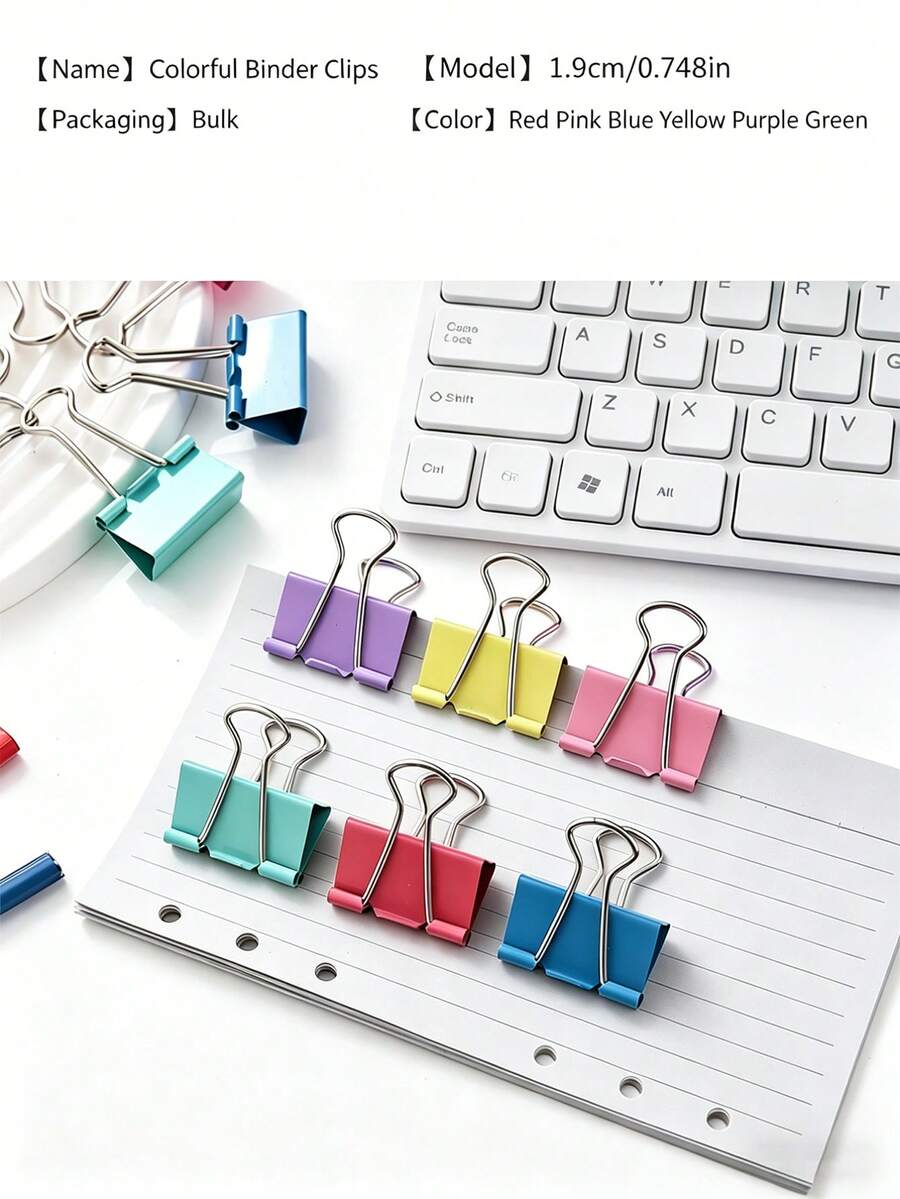Vibrant Binder Clips, Multi-Color Metal Bulldog Clips, Suitable For Office, School And Home Organization, Various Sizes, Durable And Reusable, For File Sorting And DIY Crafts - Clip - View 1