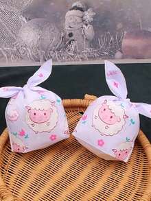 50/20/10个羊耳朵造型礼品袋，设计可爱，印花糖果袋，适合宰牲节派对、生日派对和婴儿派对。 - 小羊 - 查看 2