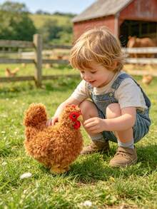 1 pieza Muñeco de peluche de gallina linda de 25cm/9.84in, muñeco de pollo de peluche súper suave y esponjoso, muñeco de peluche de animal de granja realista y adorable, regalo perfecto de cumpleaños, Navidad y Pascua para niños, decoración acogedora para el hogar, la guardería y el sofá, compañero lindo para los amantes de los animales - Marrón - Ver 7