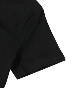 Manga Corta Casual con Estampado Personalizado - Negro - Ver 4