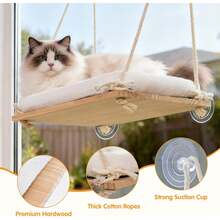 Cat Window Perch, Rustic Cat Hmo Bed With Solid Wood Seat 4 Heavy Dutuct Cups, Plush Cush, Indoor Pet Window Hmo For Cats For Lar Cats Variant 1 - Medium - 查看 4