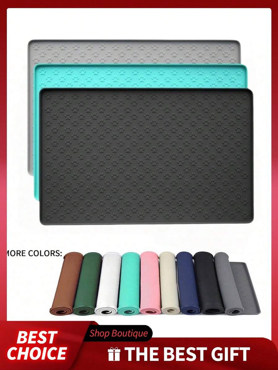 爪印硅胶宠物碗垫，防滑防水猫狗食物碗垫，易于清洁的宠物食品和水垫