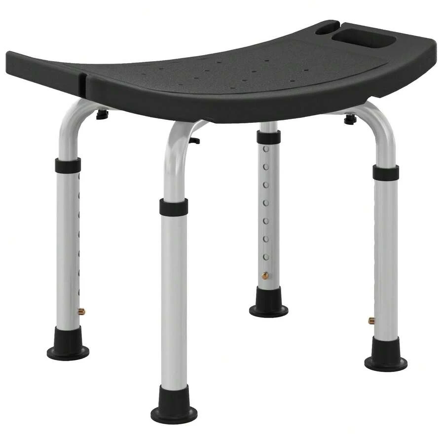 HOMCOM Taburete de Ducha Silla Ducha Personas Mayores con Altura Regulable Taburete Baño de Aluminio Antideslizante Carga 135 kg para Ancianos y Discapacitados Negro - Negro - Ver 1