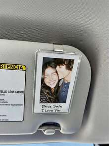 1 pieza Marco de fotos personalizado para visera de coche, decoración personalizada para coche, regalo de pareja, mascota linda, marco de fotos de billetera - Clip para marco de fotos con parasol - Ver 11