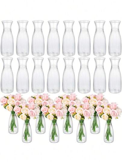 Bộ 2 bình hoa nhựa trong suốt kẻ sọc - Bình hoa tối giản, trong suốt được làm từ nhựa chống vỡ. Lý tưởng cho việc tự tay cắm hoa và trưng bày, sản phẩm đa năng này hoàn hảo để trưng bày nhiều loại bó hoa khác nhau, cũng như trang trí nhà cửa và dịp lễ. Nó là điểm nhấn trang trí tuyệt vời cho bàn ăn, đám cưới, nhà riêng, tiệc tối và các sự kiện đặc biệt.