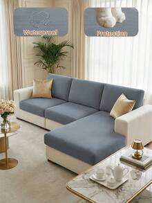 1 chiếc bọc ghế sofa chống trượt, chống thấm nước, màu xám trơn, kiểu dáng hiện đại tối giản, mềm mại và thân thiện với da, chống thú cưng, có độ co giãn, phù hợp với ghế sofa đơn/đôi/ba chỗ ngồi, ghế sofa hình chữ L. - Xám - Xem 8