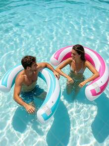 U-Shaped Inflatable Candy Pool Float, Thickened PVC Striped Arched Inflatable Pool Float, Pool Party, Beach Fun - Multiple Styles - View 4