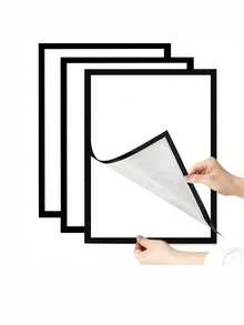 3pcs HUUPRO Magnetic Self-Adhesive Photo Frame - Portable Wall-Mounted Plastic Photo/Document Display Frame, Suitable For Photos, Magnetic Whiteboard, Minimalist Decor - Magnetic Frame, File Folder (No Screws/No Installation Required) - A6 - View 5