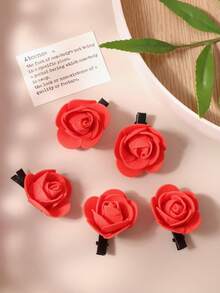 5pcs PE Foam Rose Hair Clips, Side Bangs Clamps, Bridal Wedding Updo, Daily Party Boho Style Hair Accessories - Multicolor - View 21
