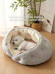 Soft Plush Dumpling Dog Bed – Secure Semi-Closed Cuddly Pet Nest For Small Puppy/Kitten, 4 Seasons Use, Anti-Anxiety & Comfortable - Multicolor - View 6