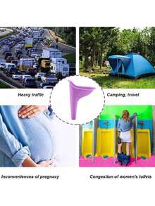 1/3/5pcs Women Silicone Funnel-Shaped Portable Reusable Female Urination Device, Outdoor Camping Travel Emergency Urine Collector For Personal Hygiene - New Model - View 2