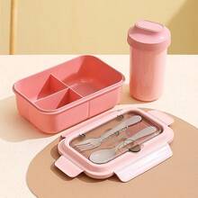 Student Lunch Box, Household PP Divided Bento Box, With Utensils, Light Meal Container PP Divided Lunch Box With Utensils, Student & Household Bento Box - Multicolor - View 8