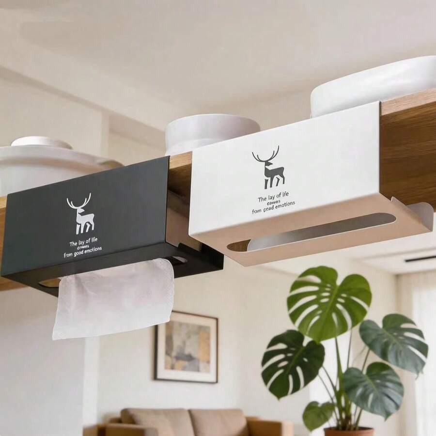 Porta-papel toalha de cozinha para atacado, caixa de lenços de papel para armário sem furos, dispensador criativo de rolo de papel em aço carbono para pendurar, suporte para armazenamento de papel para uso doméstico - Multicolorido - Ver 1