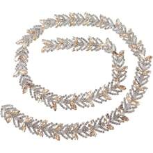 Cadena de Diamantes de Imitacion de Cristal, Aplique de Adorno Flor Hoja de 1 Yarda, Parche de Cadena con Cuentas para Decoracion de Vestidos de Boda, Fiestas, Adorno Traje Nupcial (Champán) - Champán - Ver 1