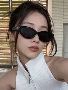 1PC Small Frame Retro Cat Eye Ins Style Fashion Glasses - Multicolor - View 5