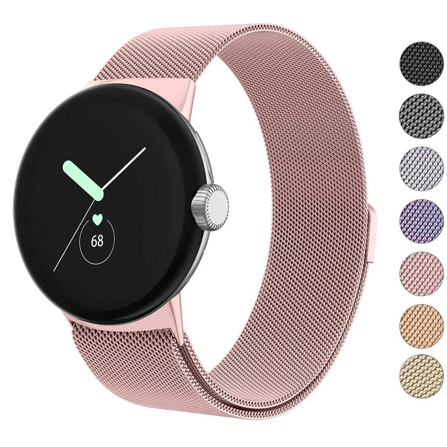 Milanese Mesh Band Compatible With Google Pixel Watch For Women Men, Stainless Steel Mesh Loop Adjustable Wristband Replacement Strap Compatible With Google Pixel Watch 1/2/3 Dial Of 41mm, Watch Not Included - Pixel Watch 1/2/3 41mm - View 1