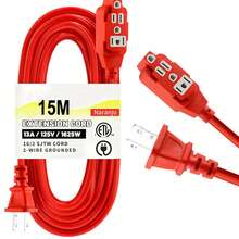 Extensión Eléctrica Multicontacto Naranja 1625W, Disponible en 3m / 5m / 10m / 15m / 20m, Cable Resistente para Hogar, Taller, Jardín y Uso Exterior - Naranja - Ver 13