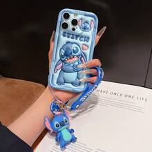 Disney Has Authorized, Phone Case - Chain Set, The Stitch Lilo & Stitch 3D Phone Case Plus A Silicone 3D Stitch Bracelet With Metallic Ring Removable Bracelet, Stitch And Angel Pattern, Compatible With Iphone 17/16/15/14/13/12/11/XS/XR/X Plus Pro Max, A Stylish Cartoon Phone Case, The Perfect Gift Choice, Phone Protection, Durable Phone Cover, Great Gift For Friends And Family - Màu trắng kiểu A - Xem 1