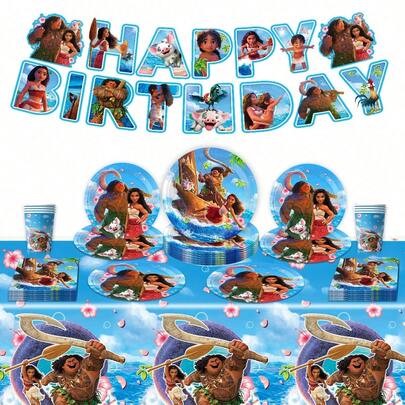50-Piece -Themed Party Cutlery Set, Suitable For 10 People, Disposable Cutlery, Perfect For Birthday Parties, Includes Plates, Cups, And Napkins. Holiday Decorations, Suitable For Camping, Picnics, Backyard Barbecues, And Holiday Party Decorations, Making A Perfect Gift For Fans.