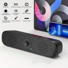桌面长条形USB有线音箱，360°环绕HiFi低音扬声器，适用于PC、笔记本电脑和手机 - 查看 7