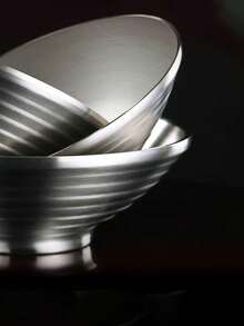 1 tô mì ramen bằng thép không gỉ 304, kiểu Nhật Bản, hình loa kèn, thích hợp cho mì Ý, salad, cơm trộn. - Bạc - Xem 2