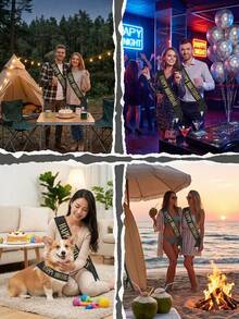 生日女王闪亮绶带,玫瑰金箔字母生日肩带,完美适用于18岁、21岁、30岁生日派对装饰和拍照区 - 查看 6
