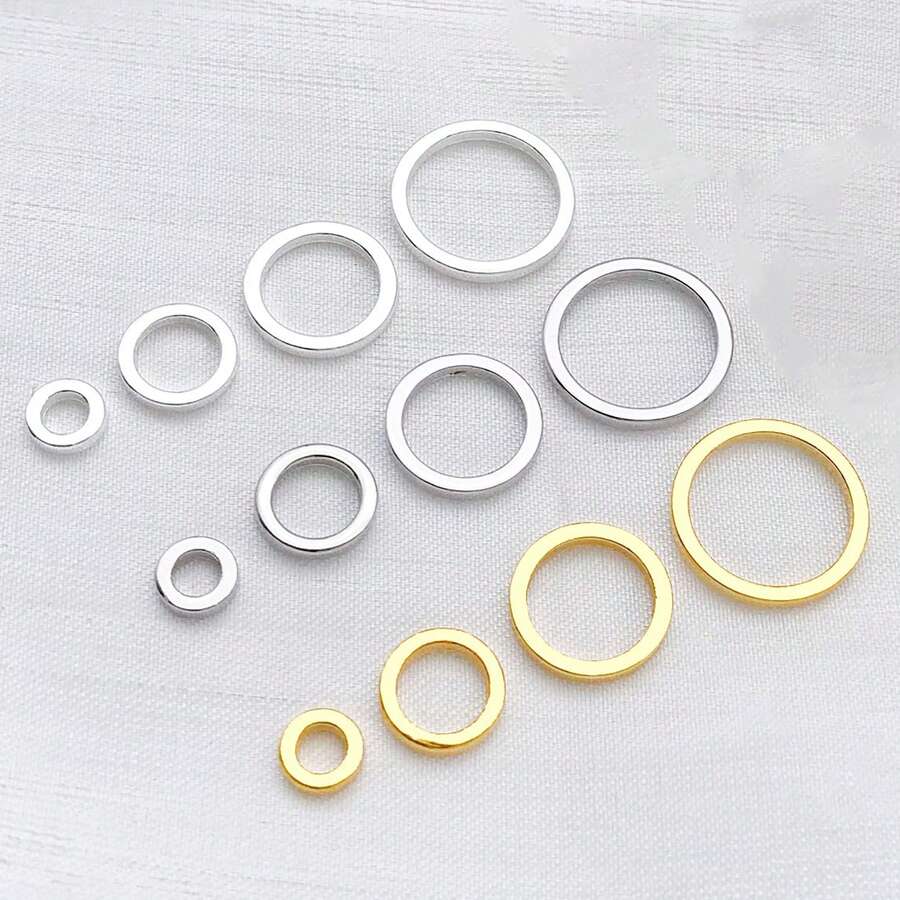 30pcs 18K Gold Plated Flat Closed Jump Rings, Seamless Soldered Rings For DIY Jewelry Making, Metal Connector Rings For Bracelet Necklace Findings