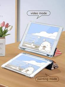 Kingsung 红色条纹星眼腊肠犬阅读报纸平板电脑保护套，适用于 iPad Air 8 (M4) 2026 (11 英寸)/2026 (13 英寸)、9.7/10.2/10.5/10.9/12.9/Pro 11、第十代、Galaxy Tab S6 Lite 10.4 英寸、Kindle Paperwhite 第十二代 2024、Kindle（第十一代）2022，柔软防震，智能支架/自动唤醒/睡眠功能 - 彩色 - 查看 6