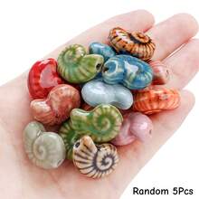 5pcs Summer Ocean Ceramic Beads, Colorful Shell Beads, Beach Holiday Decor Souvenirs, Freely Combinable For DIY Creative Handmade Bracelets, Necklaces, Bag Charms And Crafts - Multicolor - View 12