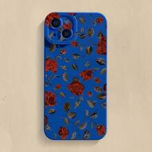 New Retro Fashion Rose Phone Case For IPhone 16 15 14 13 12 11 Pro Max Xs XR X 7 8 16 Plus Shockproof Matte Soft Cover - Klein Blue - View 9