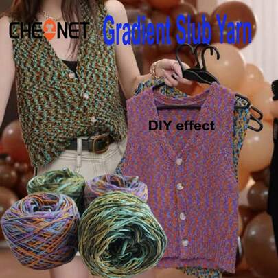 Sợi Cheonet 25G Gradient Slub tự nhuộm màu sắc rực rỡ, thích hợp để đan áo len, khăn quàng cổ, mũ hoặc khăn choàng.