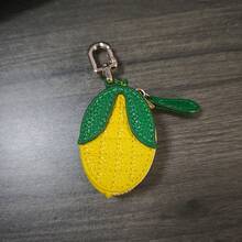 CHARM INFINITE 迷你圆形柠檬零钱包钥匙扣包小拉链袋可爱水果包挂饰配饰女士零钱包迷你钱包小钱包钥匙扣零钱包旅行必备夏季节日毕业教师节礼物生日礼物母亲节礼物 - 黃色 - 查看 10