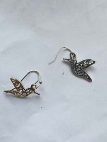 1 Pc Silverly Hummingbird Earrings - 銀色 - 查看 3