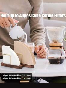 Coffee Filter Holder Coffee Filter Paper Storage Organizer, Walnut Wood & Stainless Steel Filter Holder Stand For Pour Over Coffee, Coffee Bar Accessories, Espresso Accessories For Home Cafe - Brown - View 4
