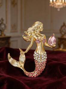 1pc Cute Mermaid Brooches, Alloy Diamonds Cartoon Character Pins For Backpack, Y2K Jewelry Accessories For Women Daily Wear & Gift - The  With Diamonds - View 7