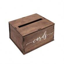Scatola portacarte da matrimonio in legno vintage, decorata con il testo "Greeting Card", porta-carte regalo in legno marrone con slot per le carte, adatta per matrimoni, festa di nascità, feste di laurea e altri regali - Multicolore - Visualizzare 6