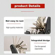 Bike Tool Kit, 16 In 1 Bike Multitool, Fold Bicycle Tool Kit, Mountain Bike Repair Kit, Routine Maintenance And Emergency Repairs - Black - View 9