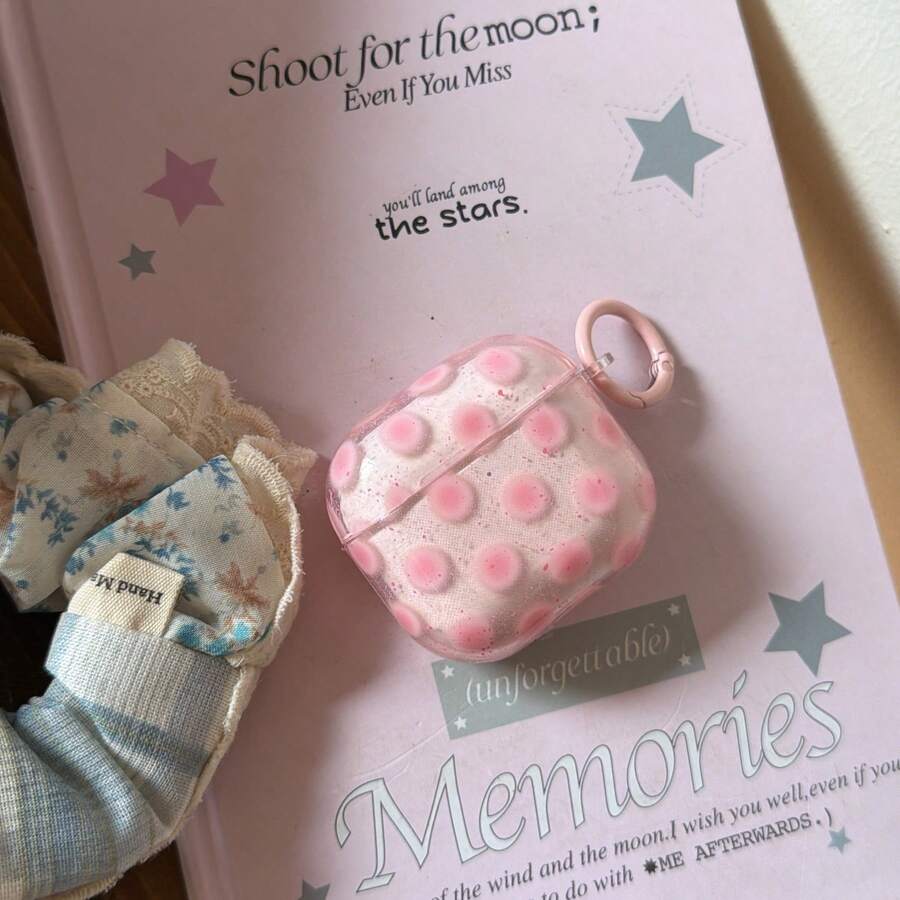 透明亚克力粉蓝极简耳机保护套，适用于苹果Pro 3/Pro 2/4代耳机，防摔保护套，耳机保护壳，节日礼物，适合送给女朋友 - 粉色 - 查看 1