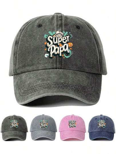Mũ lưỡi trai unisex kiểu retro in hình "Super Papa", thoáng khí, thích hợp cho các hoạt động thể thao ngoài trời, leo núi, mặc hàng ngày, có thể điều chỉnh, thời trang, quà tặng, phong cách hiphop, mũ tài xế xe tải.