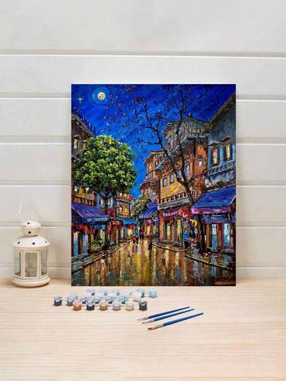 Tranh sơn dầu kỹ thuật số tự vẽ không khung, kích thước 40*50cm: Đường phố đêm - Khơi dậy cuộc sống sáng tạo, khắc họa một thế giới đầy màu sắc. Tranh sơn dầu kỹ thuật số tự vẽ, bắt đầu hành trình nghệ thuật của bạn. Đó là sự kết hợp hoàn hảo giữa sáng tạo và niềm vui, một lựa chọn tuyệt vời cho tương tác, chia sẻ cùng người yêu và thư giãn cá nhân. Vải canvas chất lượng cao, kết cấu tinh tế, mang theo những giấc mơ nghệ thuật của bạn. Màu vẽ sống động, bền lâu, không mùi và đáng tin cậy.
