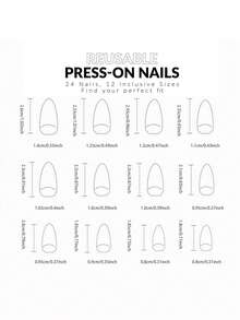24pcs Almond Shaped Nail Stickers Set, Suitable For Party & Date Nail Art, Includes 1 Nail File & 1 Tube Of Jelly Nail Glue - Multicolor - View 4